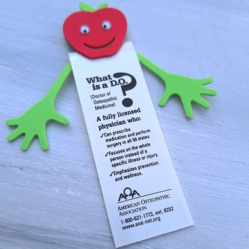 Googly Eyes Vintage Bookmark Apple Head American Osteopathic Doctor Association
